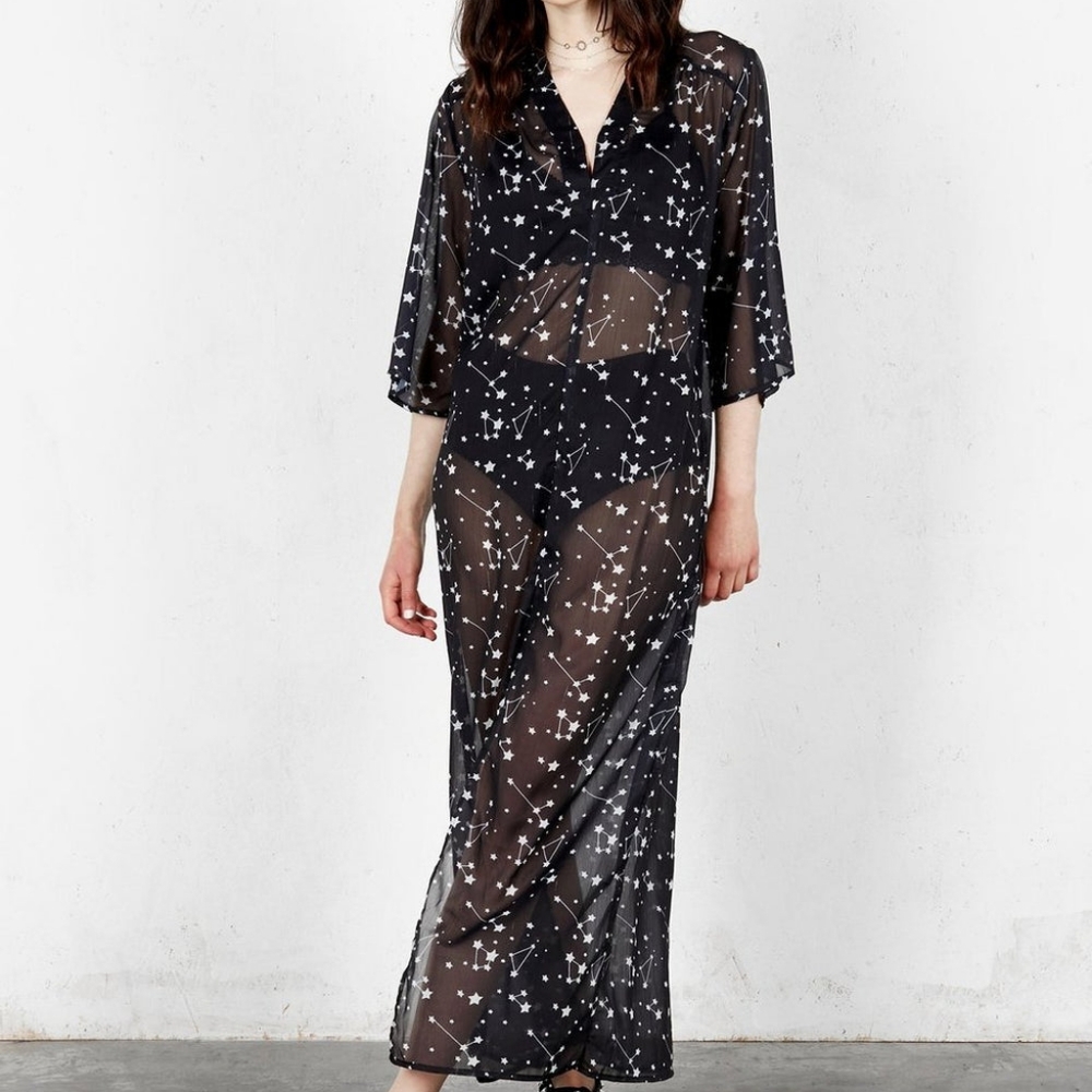 DISTURBIA COSMOS SHEER KAFTAN DRESS